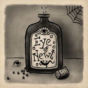 Spiderwalking past a bottle of Eye of Newt.